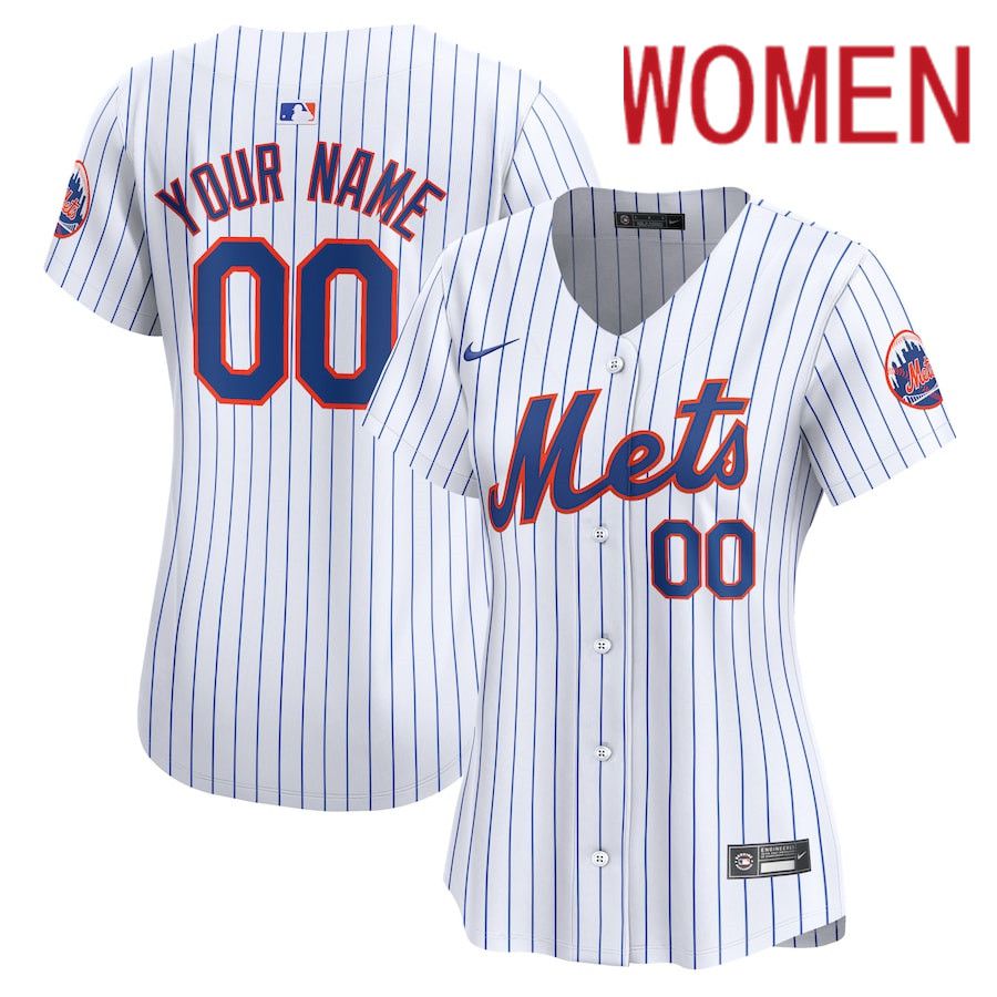 Women New York Mets Nike White Home Limited Custom MLB Jersey->buffalo bills->NFL Jersey